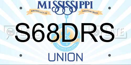 S68DRS Mississippi License Plate