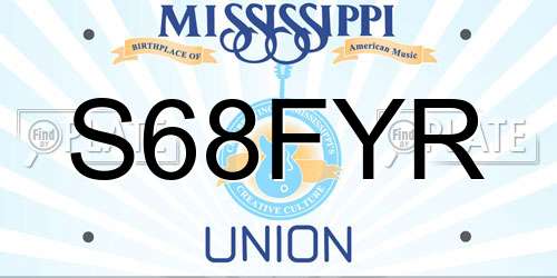S68FYR Mississippi License Plate