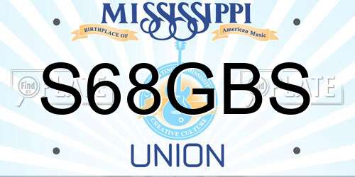 S68GBS Mississippi License Plate