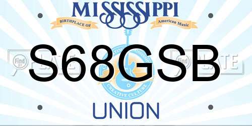 S68GSB Mississippi License Plate