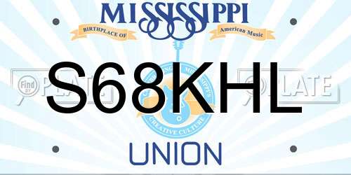 S68KHL Mississippi License Plate