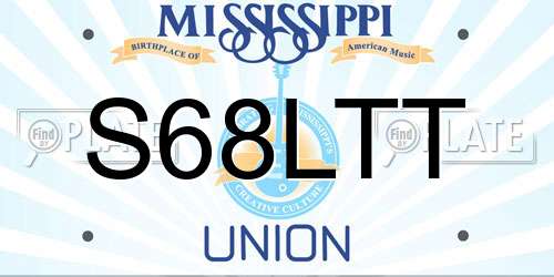 S68LTT Mississippi License Plate