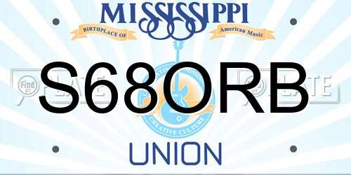 S68ORB Mississippi License Plate