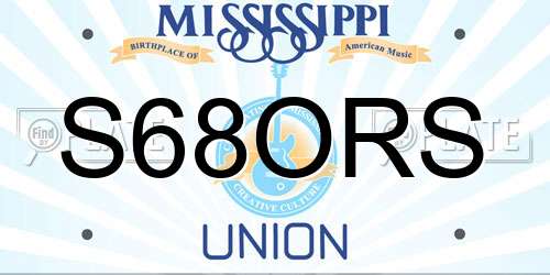 S68ORS Mississippi License Plate