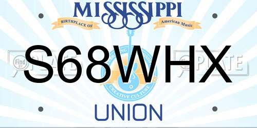 S68WHX Mississippi License Plate