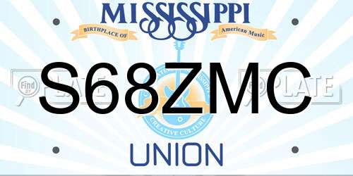S68ZMC Mississippi License Plate