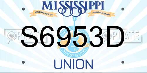 S6953D Mississippi License Plate