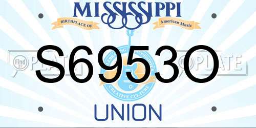 S6953O Mississippi License Plate