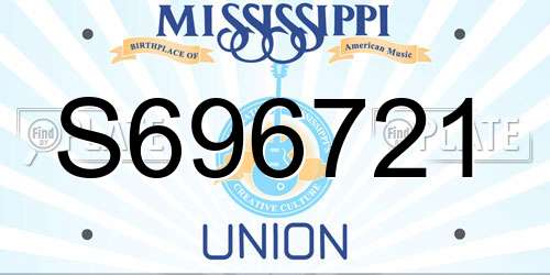 S696721 Mississippi License Plate