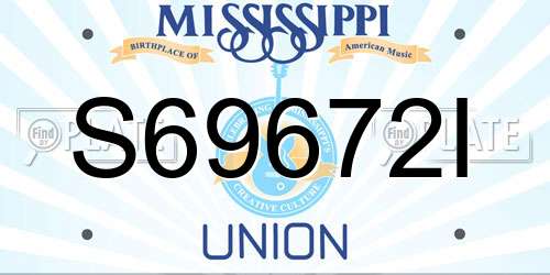 S69672I Mississippi License Plate