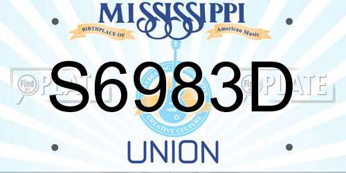 S6983D Mississippi License Plate