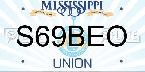 S69BEO Mississippi License Plate