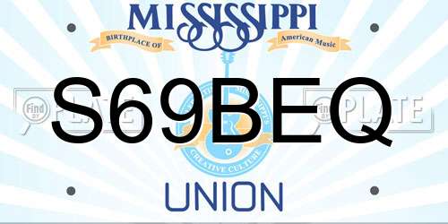 S69BEQ Mississippi License Plate