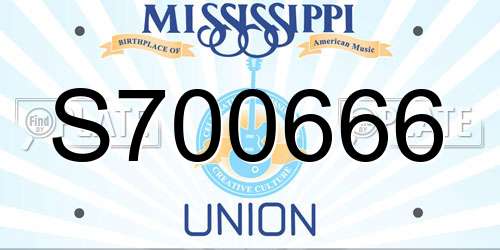 S700666 Mississippi License Plate