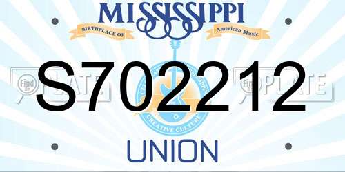 S702212 Mississippi License Plate