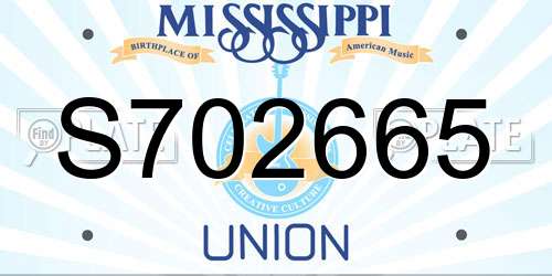 S702665 Mississippi License Plate