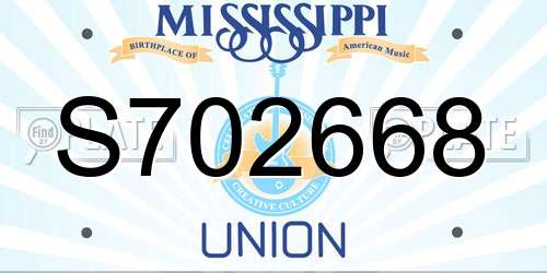 S702668 Mississippi License Plate