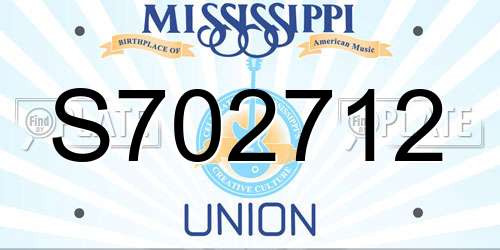 S702712 Mississippi License Plate