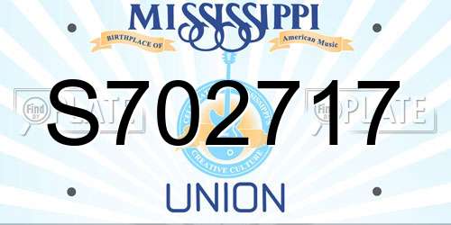 S702717 Mississippi License Plate