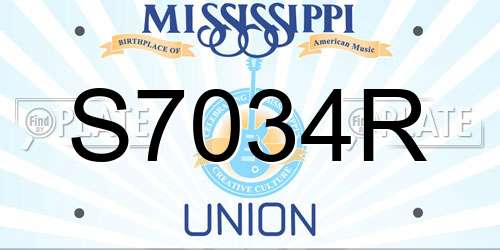 S7034R Mississippi License Plate