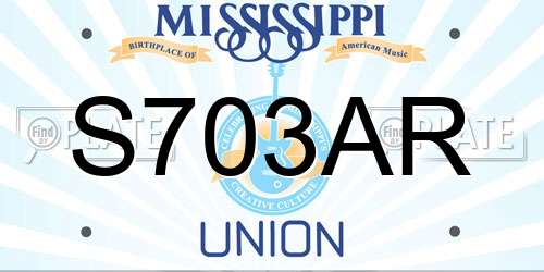S703AR Mississippi License Plate