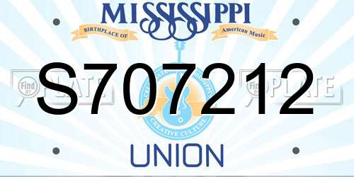 S707212 Mississippi License Plate