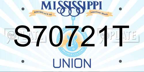 S70721T Mississippi License Plate