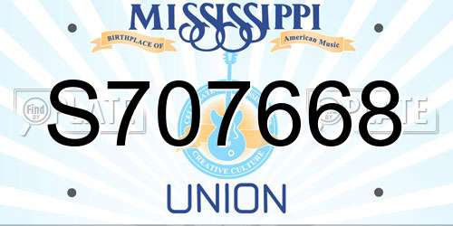 S707668 Mississippi License Plate
