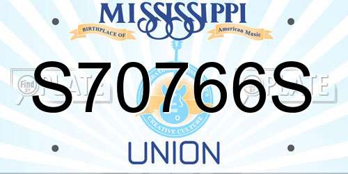 S70766S Mississippi License Plate