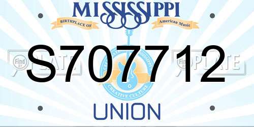 S707712 Mississippi License Plate