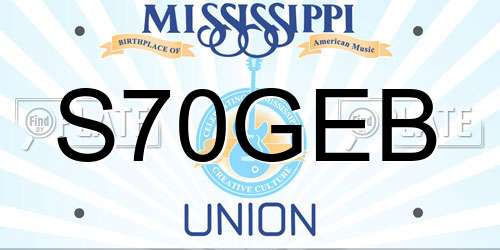 S70GEB Mississippi License Plate