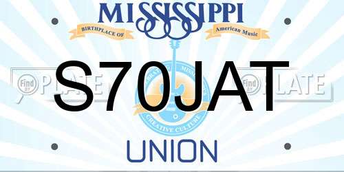 S70JAT Mississippi License Plate