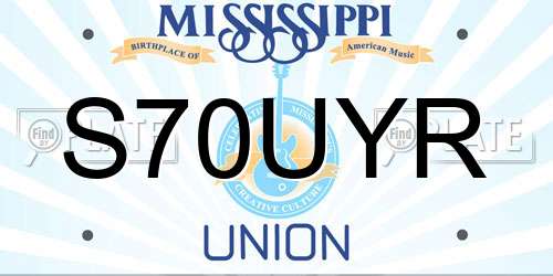 S70UYR Mississippi License Plate
