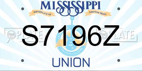 S7196Z Mississippi License Plate