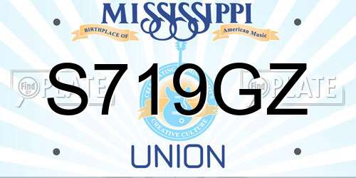S719GZ Mississippi License Plate