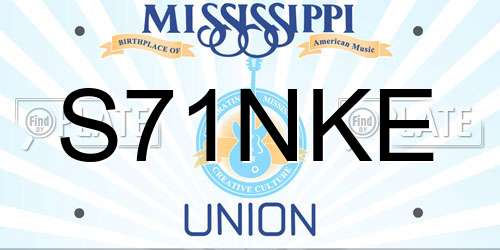 S71NKE Mississippi License Plate