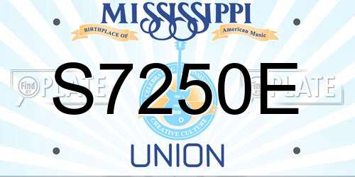 S7250E Mississippi License Plate