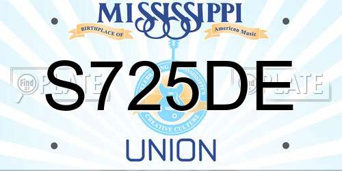 S725DE Mississippi License Plate
