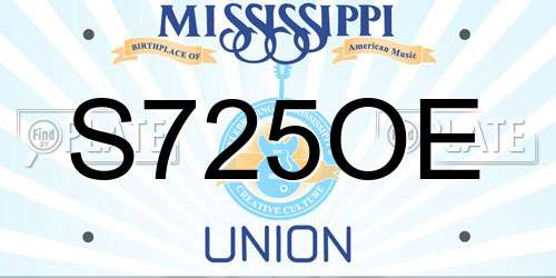 S725OE Mississippi License Plate