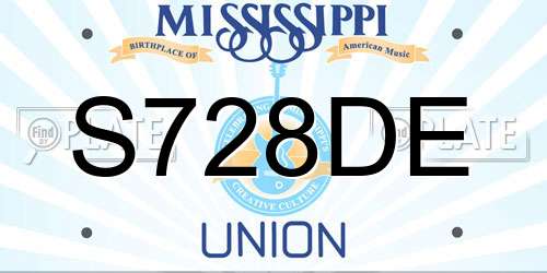 S728DE Mississippi License Plate