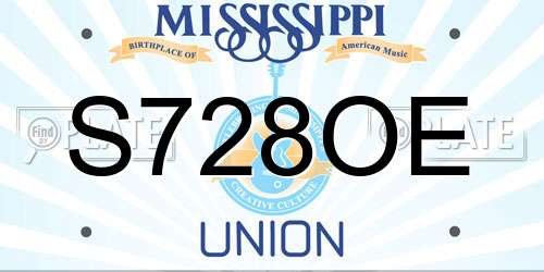 S728OE Mississippi License Plate