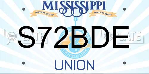 S72BDE Mississippi License Plate