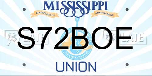 S72BOE Mississippi License Plate