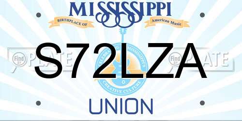 S72LZA Mississippi License Plate