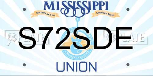 S72SDE Mississippi License Plate