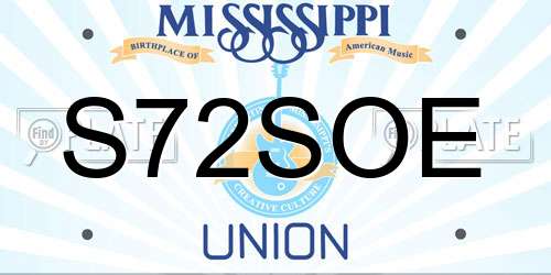 S72SOE Mississippi License Plate