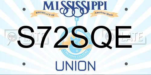 S72SQE Mississippi License Plate