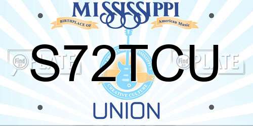 S72TCU Mississippi License Plate
