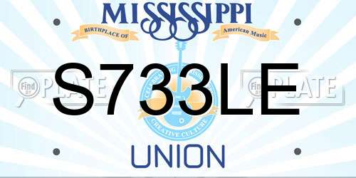 S733LE Mississippi License Plate