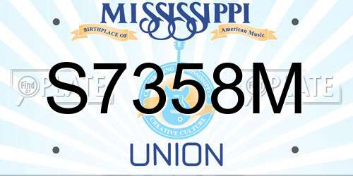 S7358M Mississippi License Plate